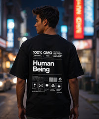 HUMAN BARCODE - Oversized Backprint Tshirt