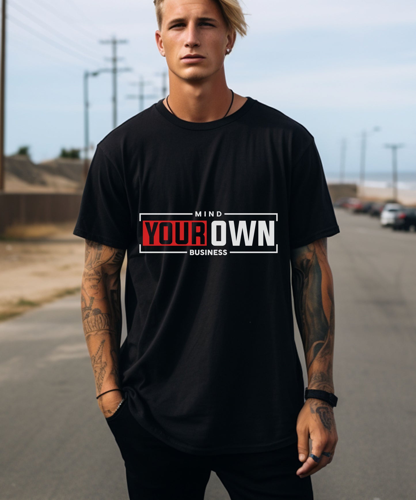 MIND YOUR OWN BUSINESS - Oversized Unisex Typographic T-shirt