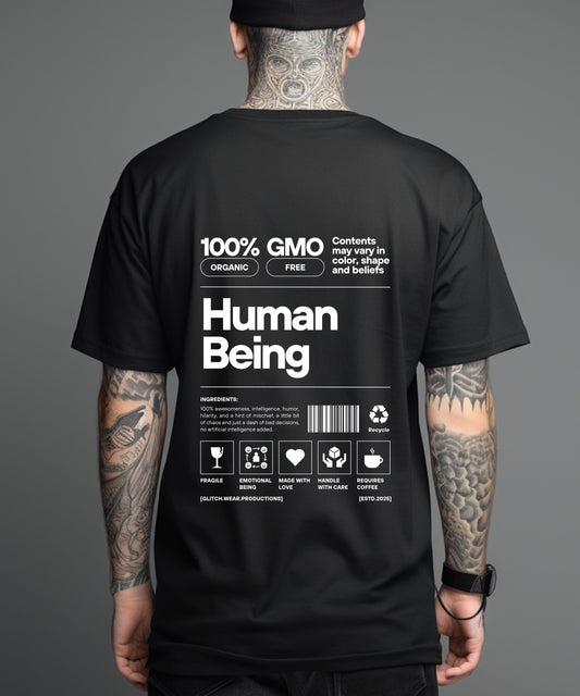 HUMAN BARCODE - Oversized Backprint Tshirt