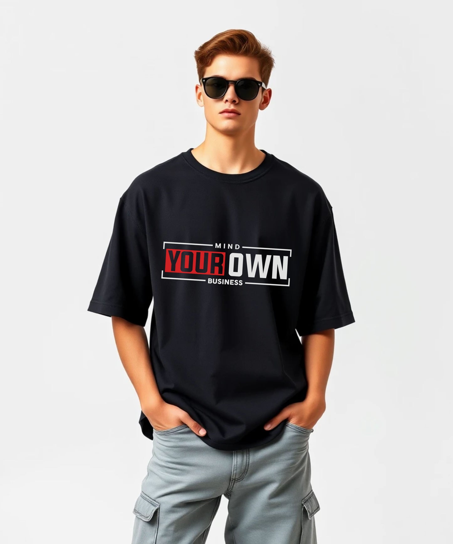 MIND YOUR OWN BUSINESS - Oversized Unisex Typographic T-shirt