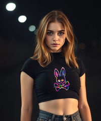 GROOVY SKULL BUNNY - Crop Top