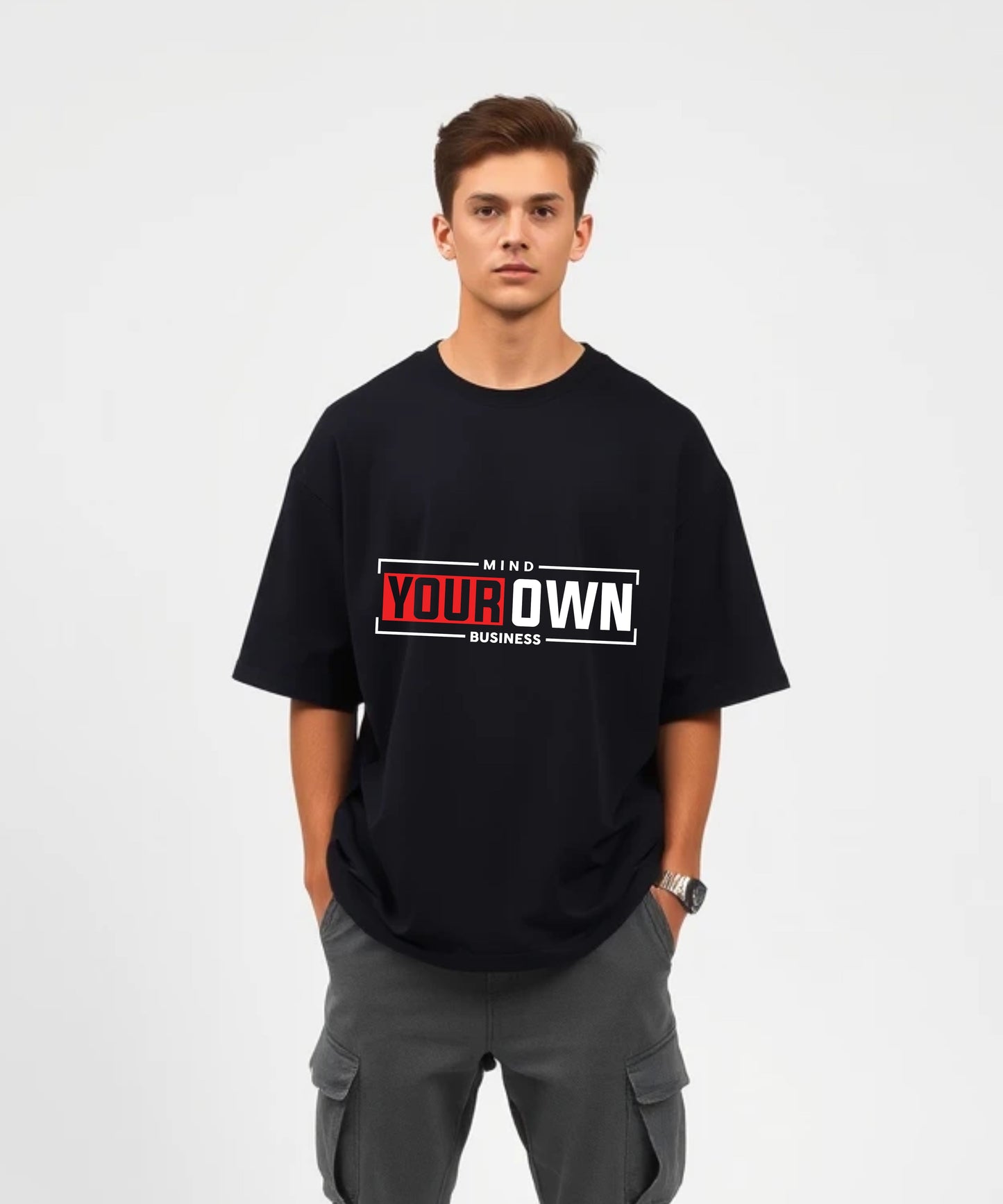 MIND YOUR OWN BUSINESS - Oversized Unisex Typographic T-shirt