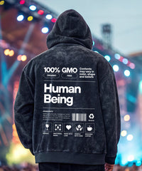 HUMAN BARCODE - Oversized Acid Washed Hoodie