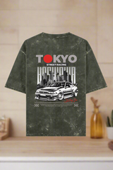 TOKYO STREET RACING - Acid Washed Oversized T-shirt
