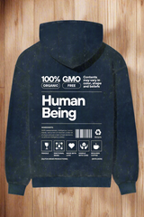 HUMAN BARCODE - Oversized Acid Washed Hoodie