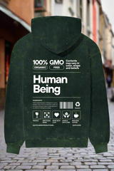 HUMAN BARCODE - Oversized Acid Washed Hoodie
