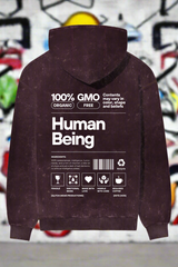 HUMAN BARCODE - Oversized Acid Washed Hoodie