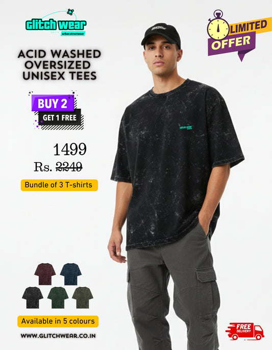 Unisex Acid Washed Oversized Tee