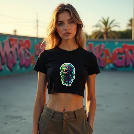 Neon Skull Astro Crop-Top