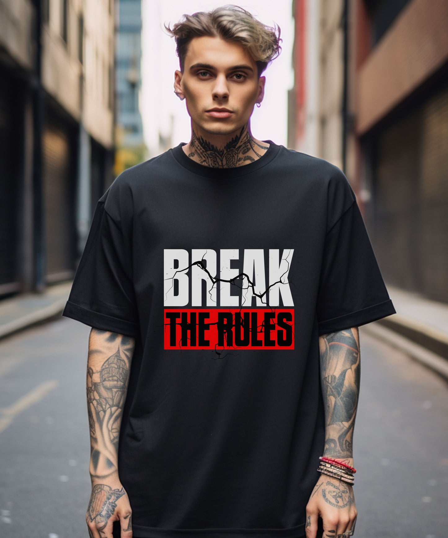 BREAK THE RULES – Oversized Typographic Unisex Tshirt