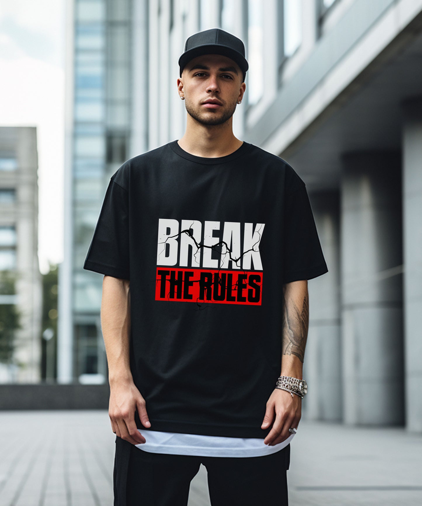 BREAK THE RULES – Oversized Typographic Unisex Tshirt