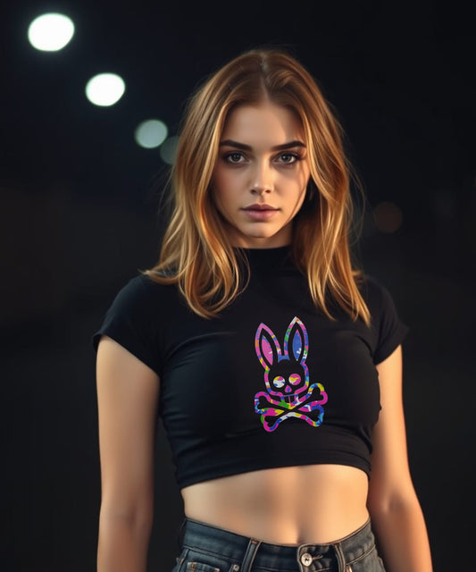 Groovy Skull Bunny - Crop Top