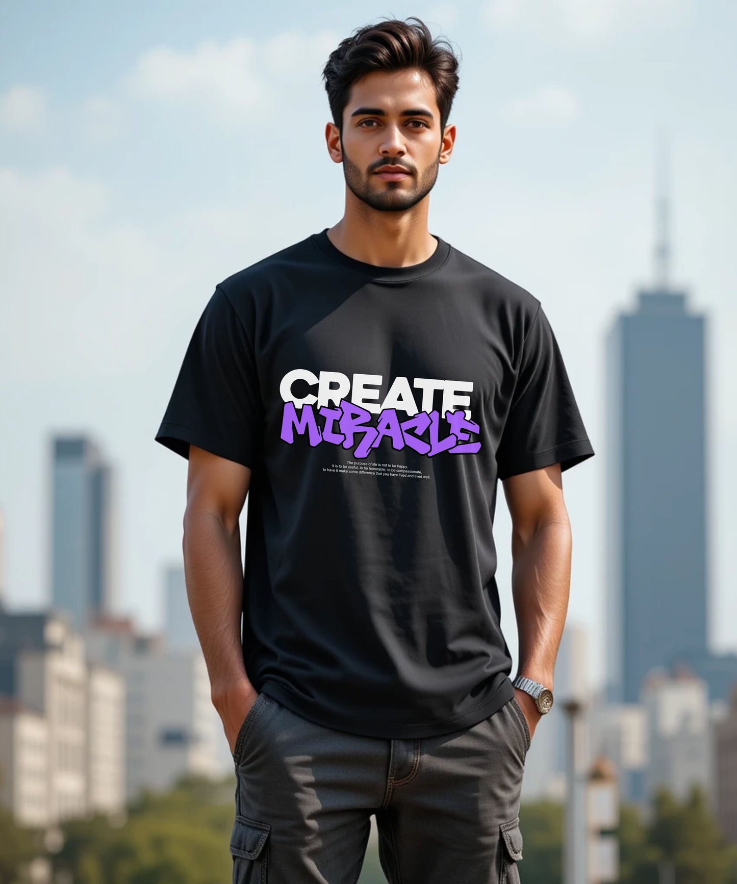 CREATE MIRACLE – Ovesized Typographic Unisex Tshirt