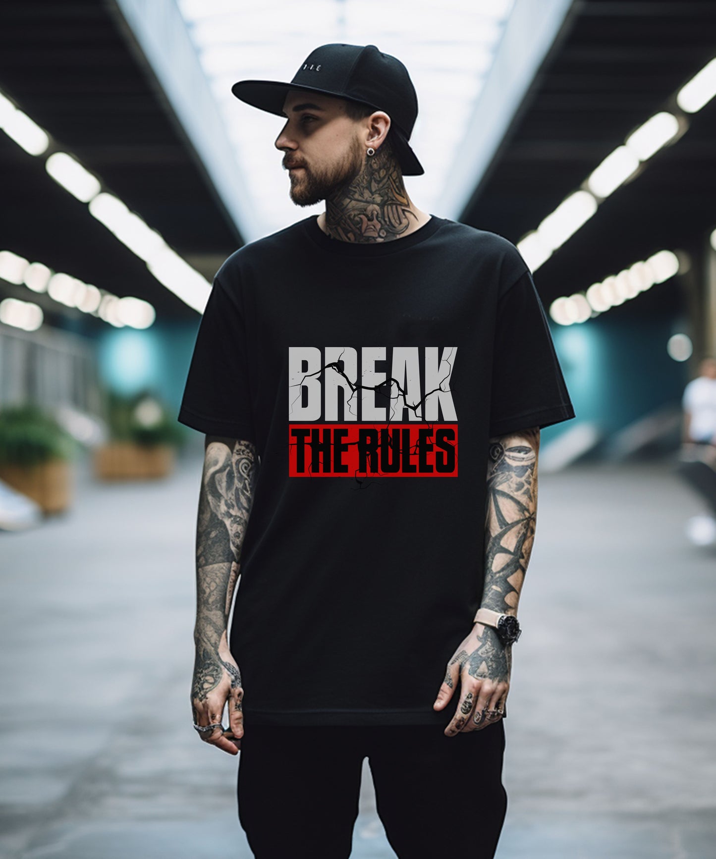 BREAK THE RULES – Oversized Typographic Unisex Tshirt