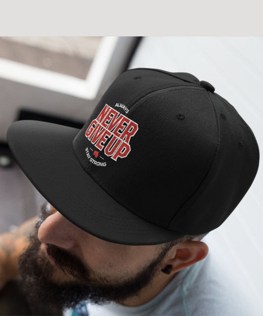 NEVER GIVE UP - Snapback Cap (Embroidered)
