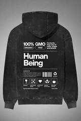 HUMAN BARCODE - Oversized Acid Washed Hoodie